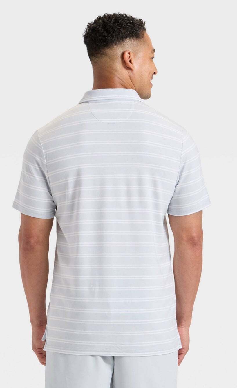 Men's Comfort Wear Striped Polo Shirt Size XL Goodfellow & Co Ligth Blue /Silver